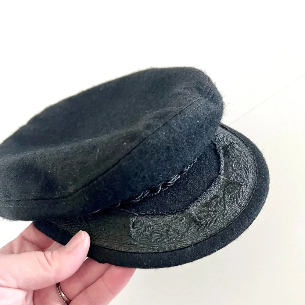 Greek Fisherman Cap Vintage Black Wool Blend‎ Made in Greece Size 7 - Picture 5 of 11